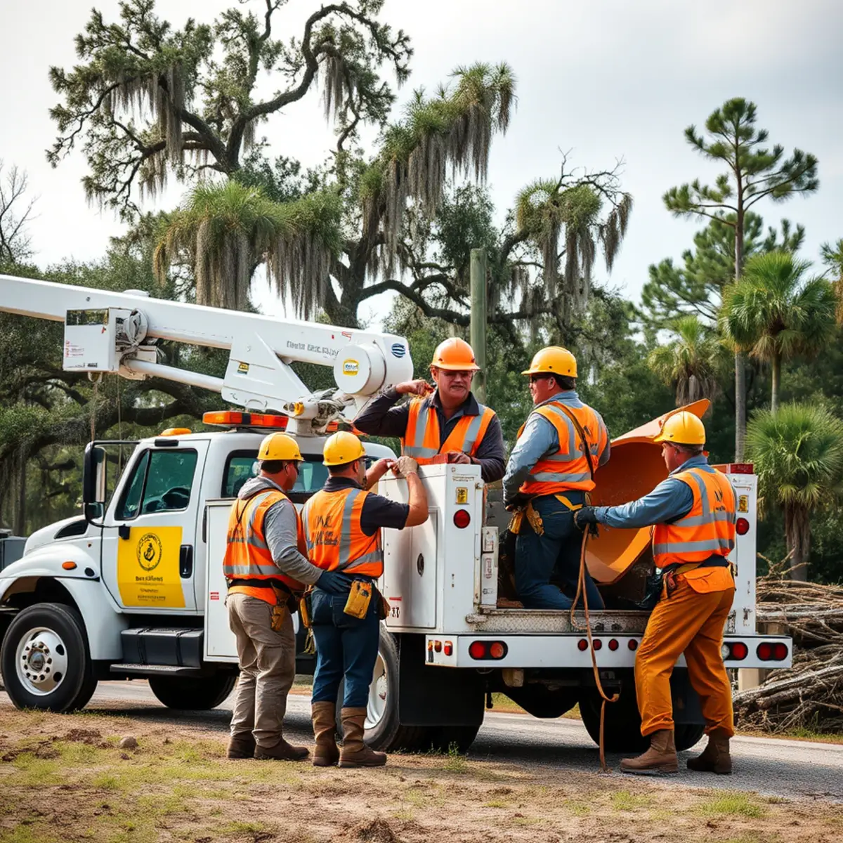 Tree service crew working in Garden City, GA