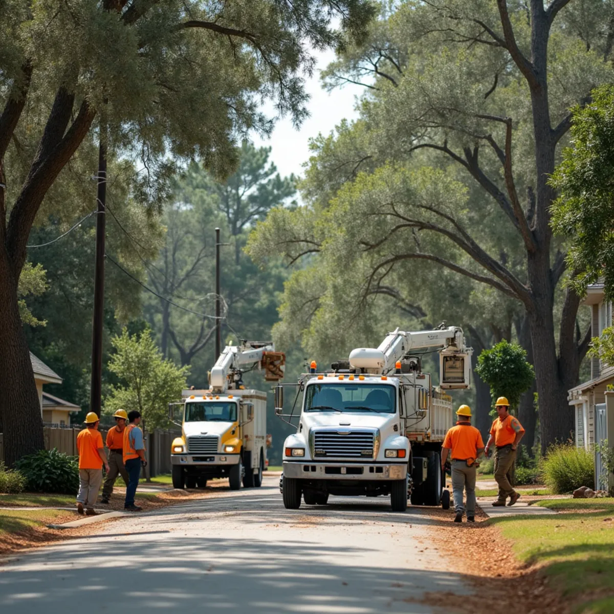 Tree service crew at work in Vidalia, Toombs County, GA near US-280
